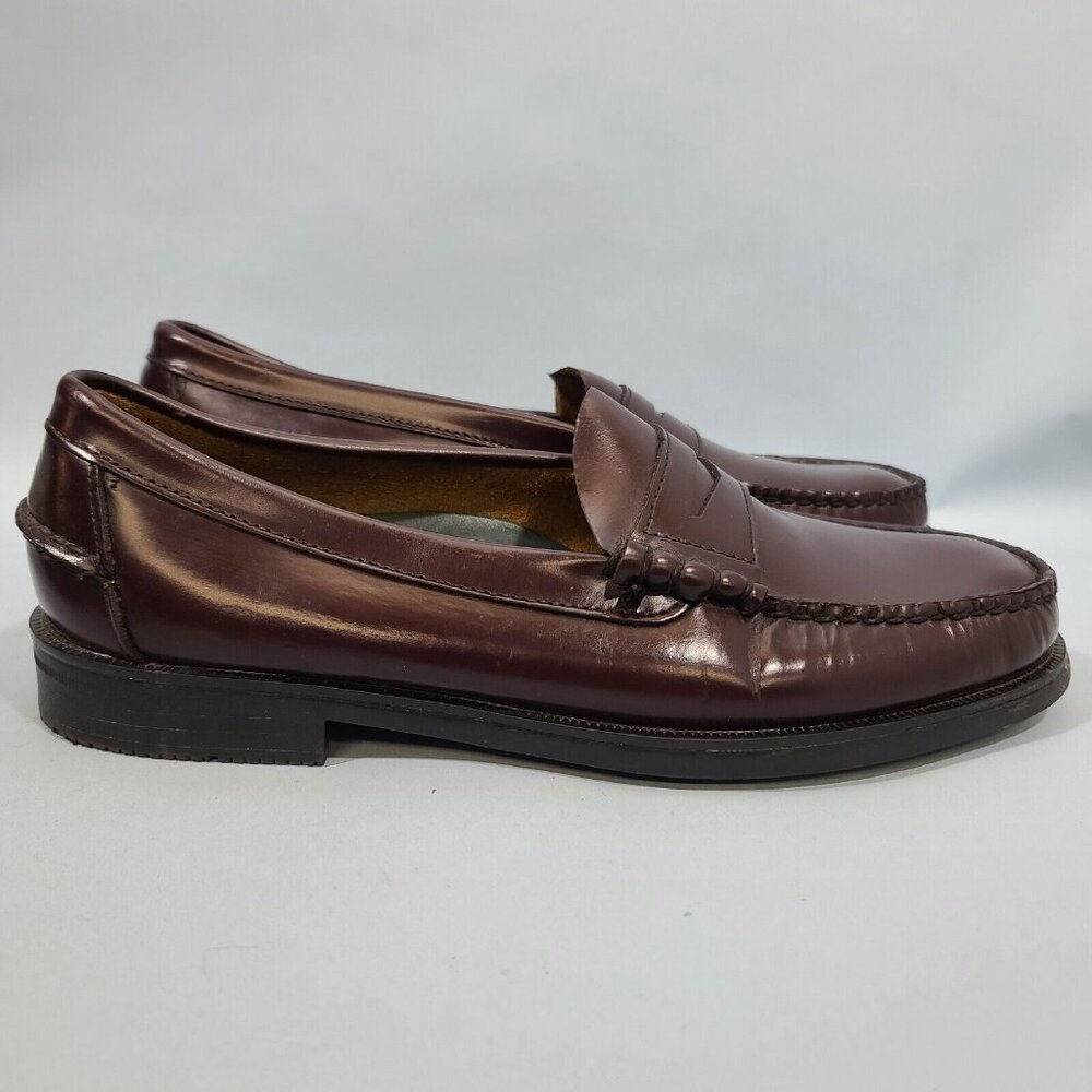 Sebago Burgandy Beefroll Penny Loafer Dress Shoes Handcrafted Leather Mens 10